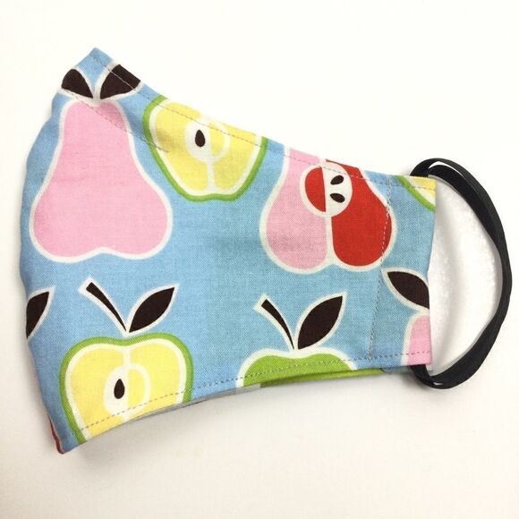 2/$15 - Fruit Mask, Light Blue Face Mask, Pears/Apples, Filti Filter - Picture 1 of 14
